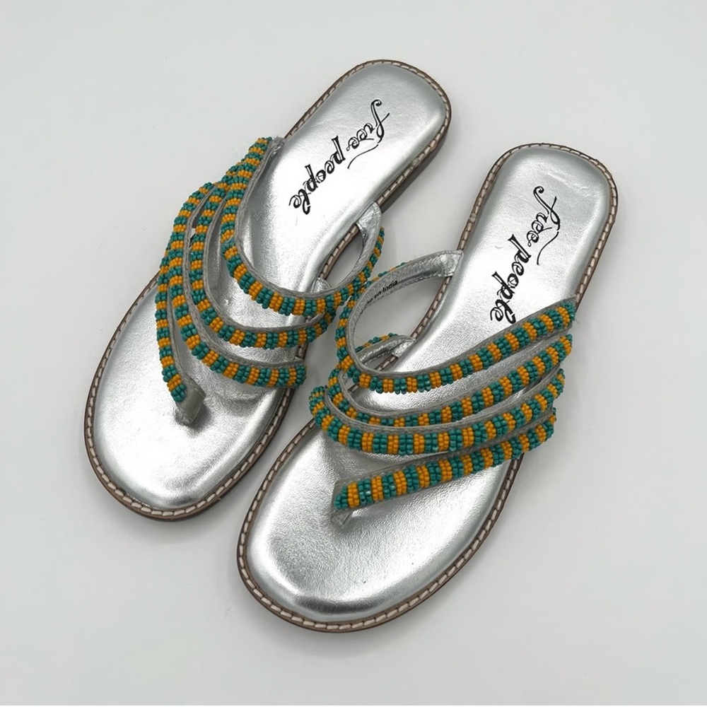 NWOT Free People Beatrice Beaded Flat Sandal